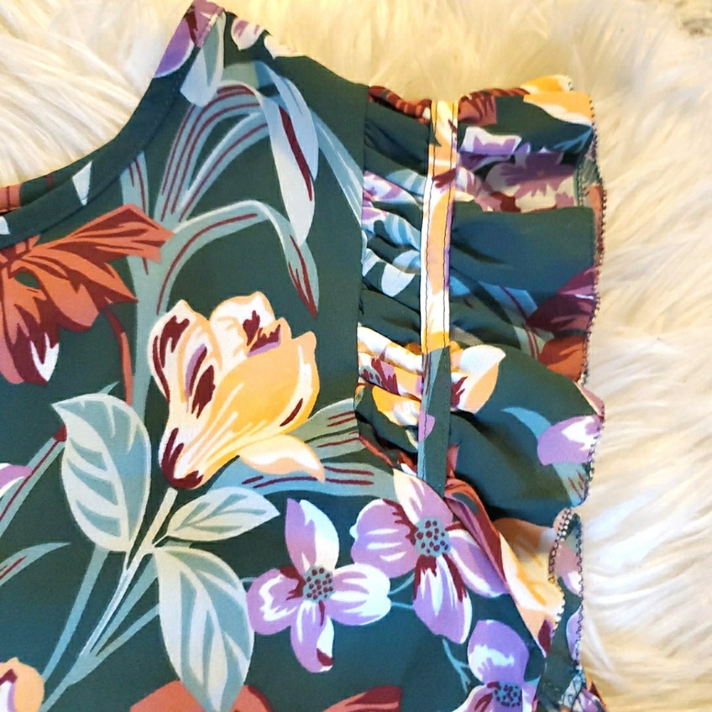 LOFT tropical floral drapey tank | L - Picture 4 of 9